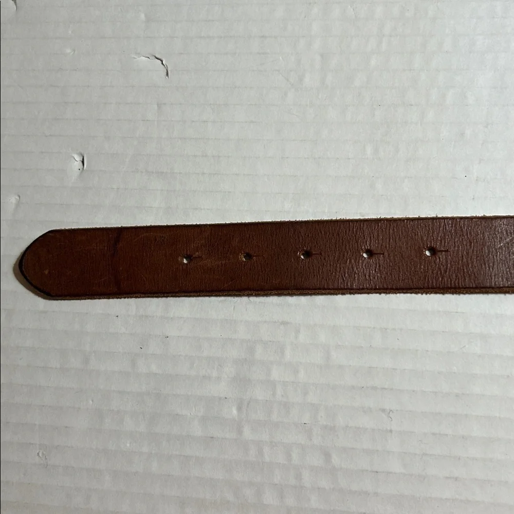 GAP 1969 KIDS BROWN LEATHER VINTAGE BELT MADE IN USA ROSE SHAPED BUCKLE SZ L